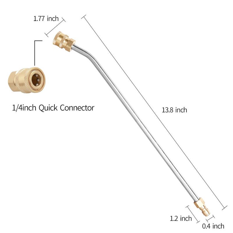 Sooprinse Washer Extension Gutter Cleaner Attachment Accessory,High Pressure Washer Gutter Rod for Lance/Wand 1/4 Inch Quick Connect,30 Degrees Curved Rod,14 inch - Image 2